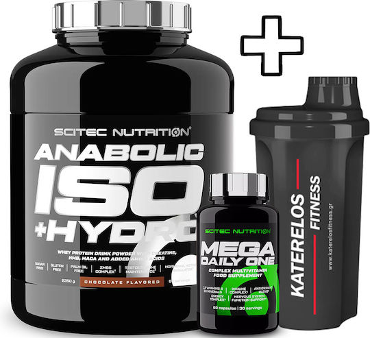 Scitec Nutrition Mega Daily One Plus 60 Caps & Scitec Nutrition Anabolic Iso+Hydro 2350g Chocolate & Katerelos Fitness Shaker 700ml Opaque White Custom Bundle