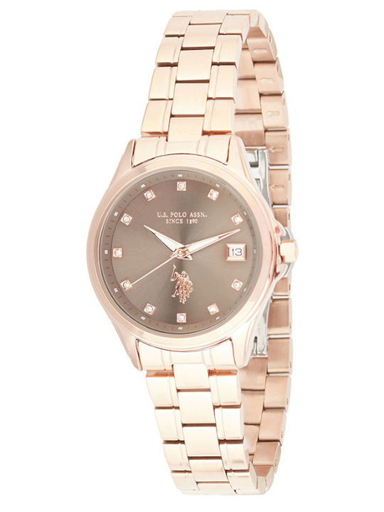 U.S. Polo Assn. Crystals Ceas de Damă cu Rose G...