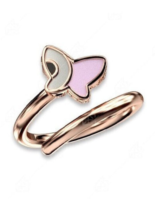 Atofio Kosmima Gold Plated Silver Opening Kids Ring with Design Butterfly E18454R