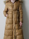 Lang Damen Ärmellos Puffer Jacke für Winter Beige