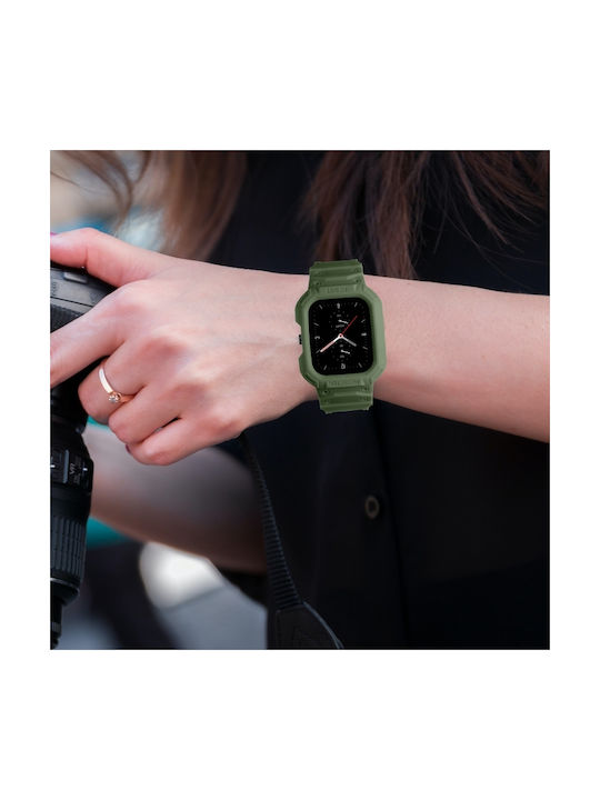 Amazfit Gts 4 3 2 1 Universal Integrated Silicone Watch Band Army Green