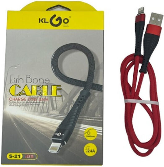 USB-A to Lightning Cable Κόκκινο 1m (8966)