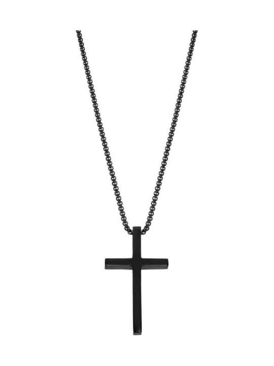 Lotus Watches Black Men's Cross from Steel with Chain