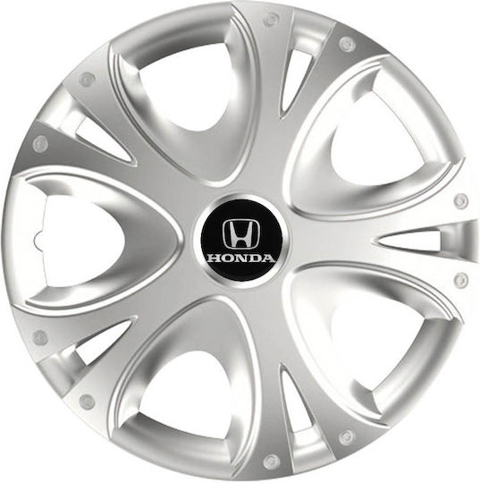 Versaco Auto Radkappen Set Dynamic mit Marke Honda 4Stück 15" Silber/Silber