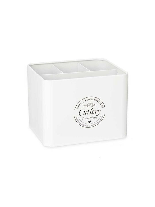 Metal Box 4 Compartments White Cutlery 18x15.3x13.3cm