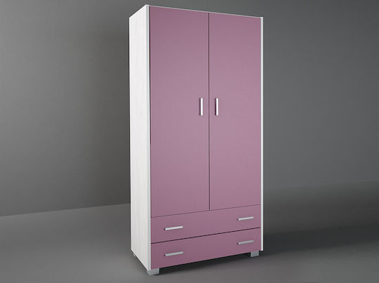 Zwei Türen Schrank mit 2 Schubladen Rosa 85x50x180cm