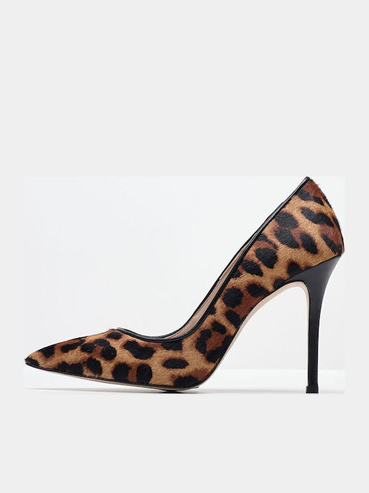 Δερμάτινες Γόβες Animal Print Καφέ