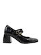 Patent Leather Black Heels with Strap