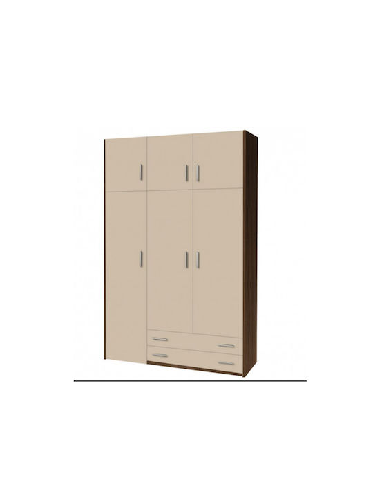 Τρίφυλλη Ντουλάπα με 2 Συρτάρια Εκρού 110x50x240cm Τρίφυλλη Ντουλάπα με 2 Συρτάρια Εκρού 110x50x240cm