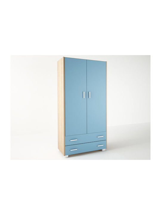 Zwei Türen Schrank mit 2 Schubladen Blau 50x50x180cm