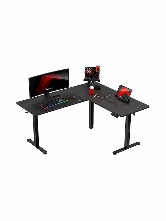 Ηλεκτρικό Γραφείο Gaming Ξύλινο Μαύρο με Μεταλλικά Πόδια & Ρυθμιζόμενο Ύψος 160x60εκ.
