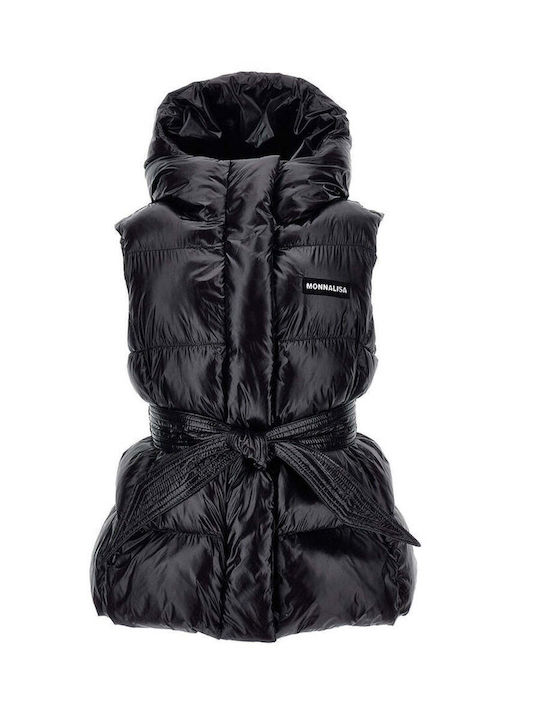 Παιδικό Casual Μπουφάν Αμάνικο με Κουκούλα Black