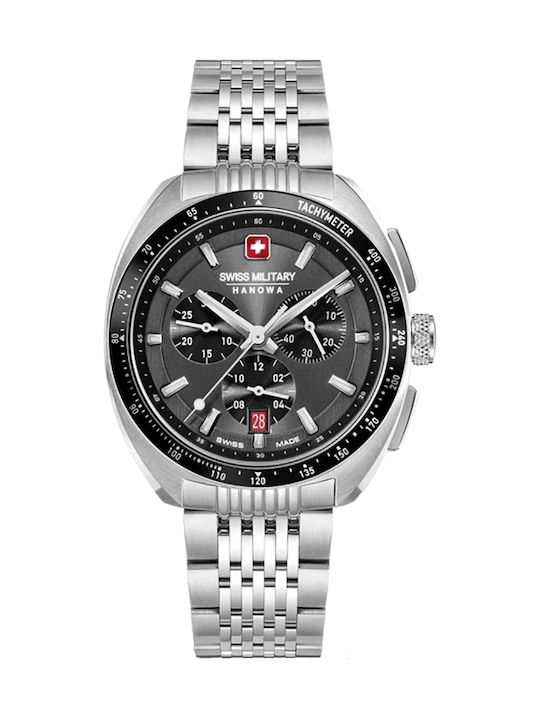 Swiss Alpine Military by Grovana Men's Watch 41mm Chronograph Battery with Silver Metal Bracelet
