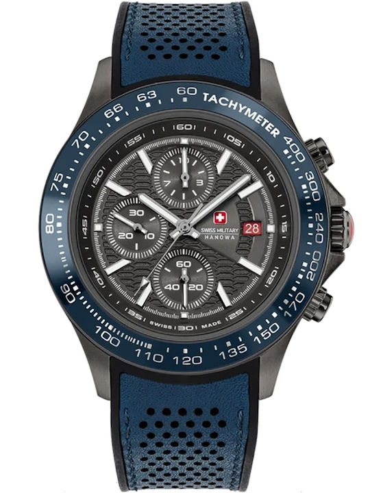 Swiss Alpine Military by Grovana Ανδρικό Ρολόι 43mm Χρονογράφος Μπαταρίας με Μπλε Μεταλλικό Μπρασελέ
