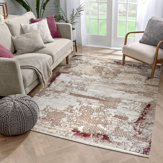 Saray Home Χαλί Ορθογώνιο με Κρόσια Κρεμ-ροδί 200x290cm