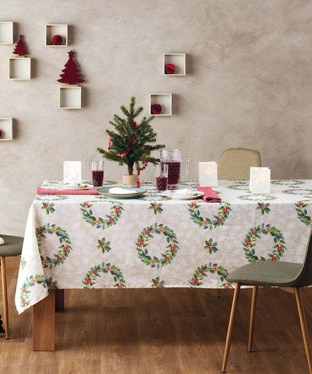 Kentia Snow Weihnachtlich Tischtuch Stoff L160xB230cm.