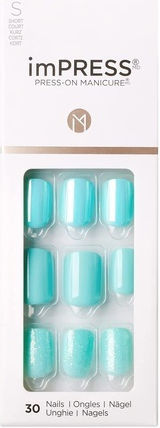 Kiss Impress Colored False Nail Square Tip Light Blue 30pcs