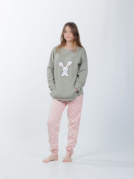 MEI Kids' Pajamas Winter Olive/pink