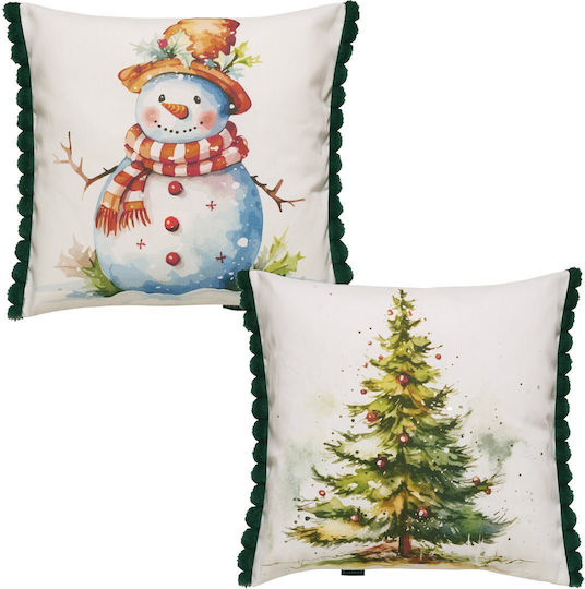 Kentia Christmas Decorative Square Pillowcase White 50x50cm 2pcs
