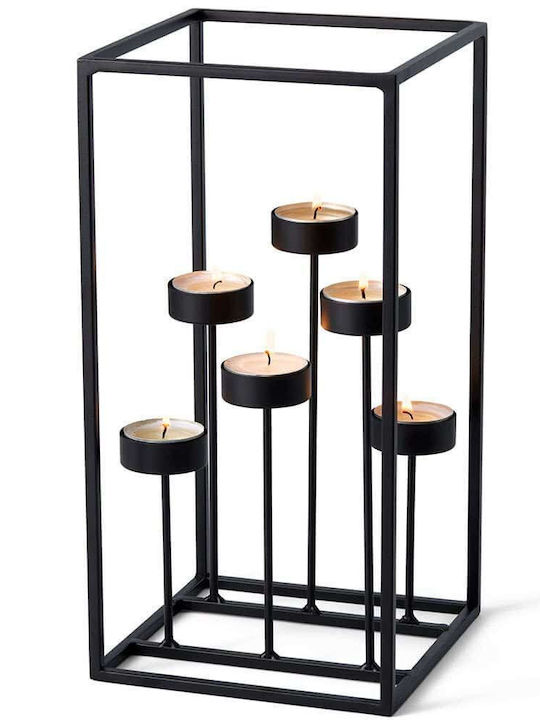 Philippi Candle Holder suitable for Tealights Metal in Black Color 15.2x30.4x15.2cm 1pcs