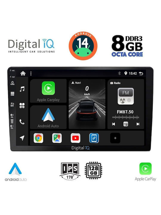 Digital IQ Ηχοσύστημα Αυτοκινήτου 2DIN (Bluetooth/USB/AUX/WiFi/GPS/Apple-Carplay/Android-Auto) με Οθόνη Αφής 9"