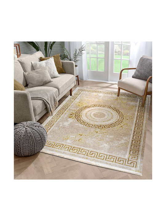 Saray Home Χαλί με Κρόσια 200x290cm Κρεμ-χρυσό