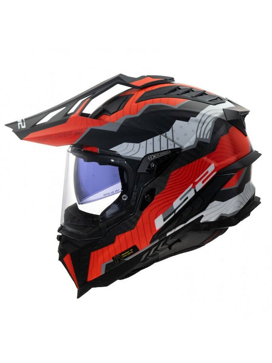 LS2 MX701 C Explorer Trick Matt White/Red Κράνο...