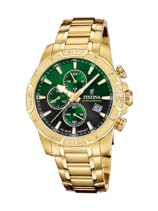 Festina Men's Watch 45mm Chronograph Battery with Gold Metal Bracelet