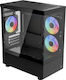 Aerocool Viewport Mini Gaming Mini Tower Κουτί Υπολογιστή με Πλαϊνό Παράθυρο και RGB Φωτισμό Μαύρο