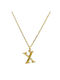 Fhs Jewlery Κολιέ Μονόγραμμα "Χ" από Επιχρυσωμένο Ατσάλι