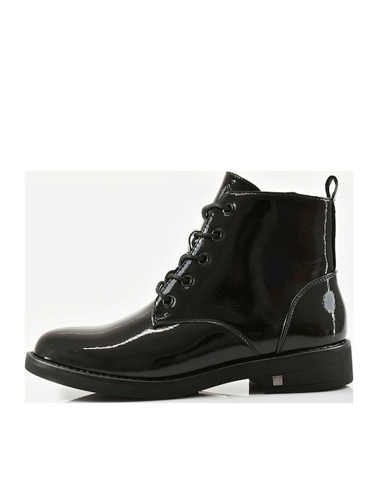 Women's Patent Leather Ankle Boots Black