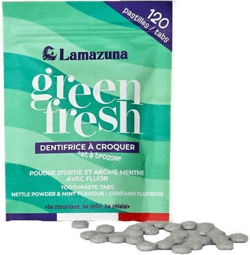 Lamazuna Zahnpasta Brennnessel-Minze Tabletten 100% natürlich zertifiziert Cosmos Organic 120 Stück