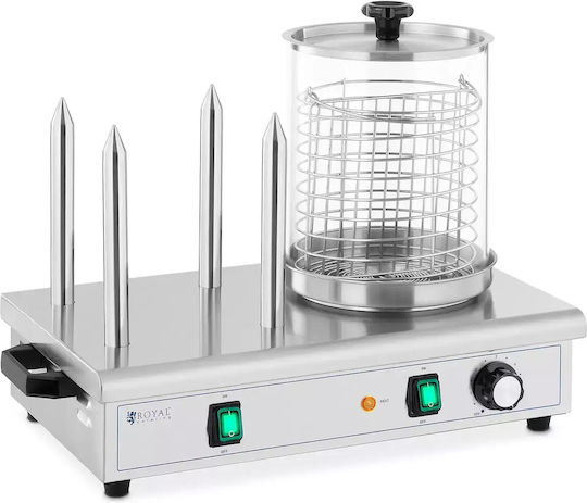 Încălzitor Hot Dog 4 Frigărui Recipient pentru Chifle 30 Cârnați 650 W
