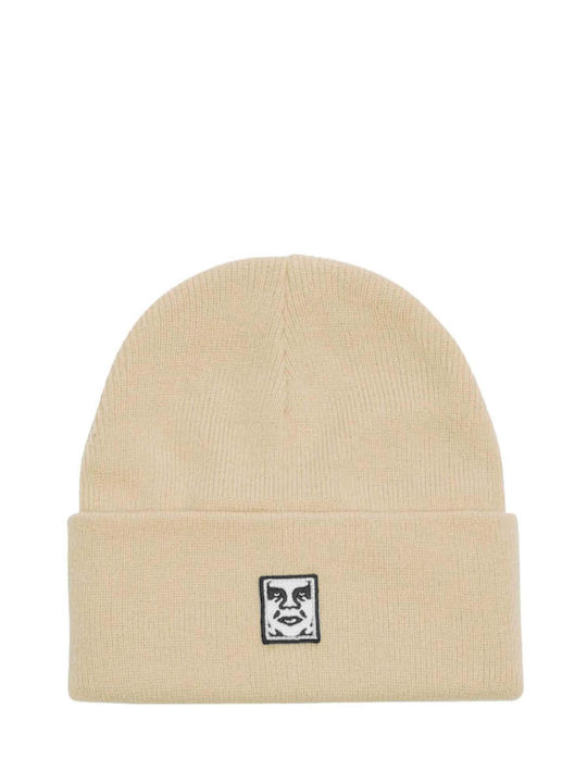Icon Patch Beanie Masculin Căciulă Tricotat în culoarea Bej