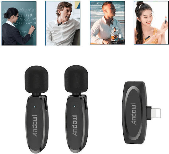 Andowl 010-00-05 Wireless Condenser Microphone Petou Clip On for Mobile