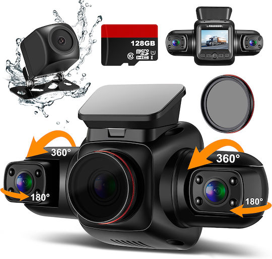 Pruveo D90 Mini FHD 4-Kanal Dashcam WLAN Nachtsicht 150° 3" LCD-Bildschirm GPS Spezielle App G-Sensor Parküberwachung