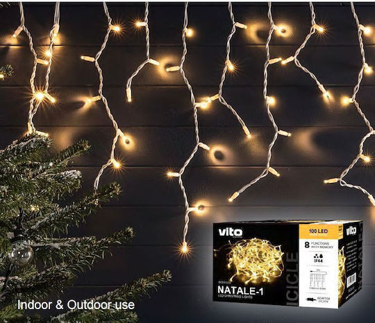 160 Светлини LED 3m. Топъл бял тип Завеса 1бр
