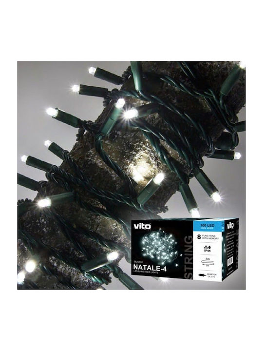 100 Светлини LED 5m. Хладен бял тип Лента 1бр