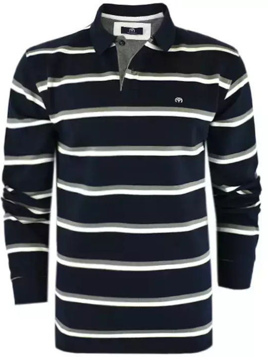 Polo Langarmbluse Blue, Grey, White