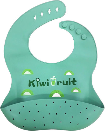 Beboulino Αδιάβροχη Σαλιάρα Σιλικόνης με Τσέπη Kiwi Fruits Green