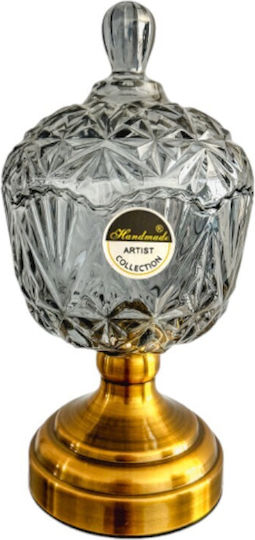 Karvounis Vintage Glass Sweet Jar with Lid and Foot Gold 28x14.5cm