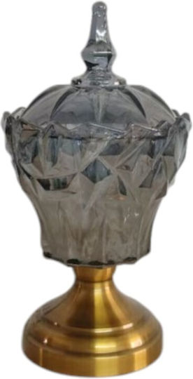Karvounis Vintage Φοντανιέρα Glas mit Deckel und Ständer 28x14.5cm Gold