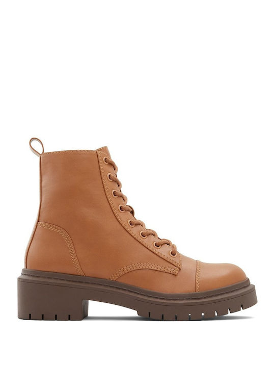 Aldo Goer Tan Lederstiefelette mit Schnürsenkeln