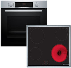 Bosch Άνω Πάγκου με Κεραμικές Εστίες Inox HBA514BS3 + PKE645BA2E