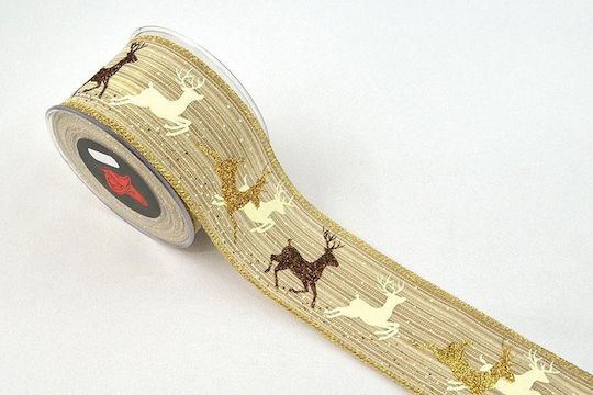 LiebeQueen Christmas Ribbon Beige 900x6.7cm 1pc