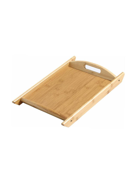 Bamboo Wooden Serving Tray Handles 44 Cm Brown