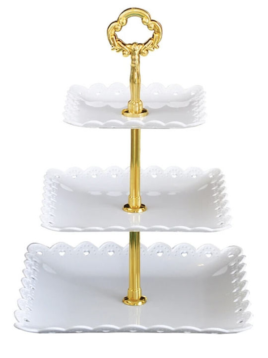 Suport pentru Turn de Desert Pufo Dulci Torturi Prajituri Fructe Aperitive 34 X 24 Cm Alb