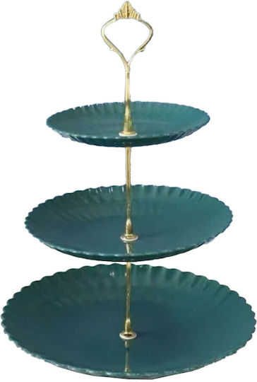 Pufo Candy 3-tiered Fruit Stand Cakes Pastries Fruits Appetizers Metal Handle Green