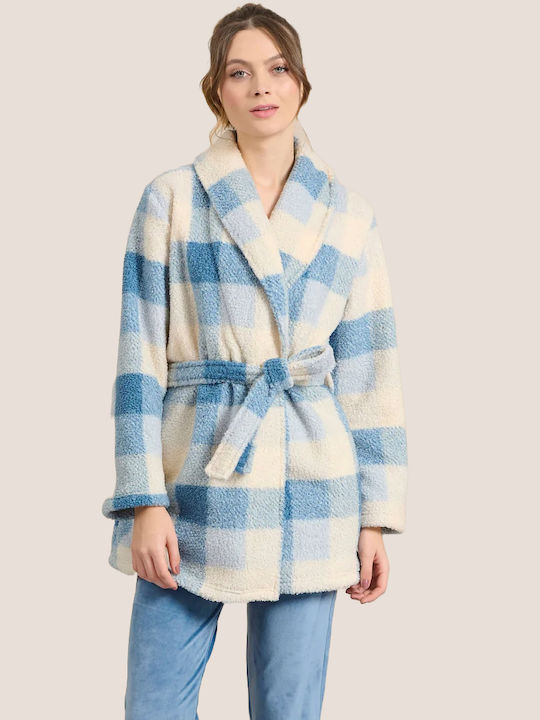 Jeannette Lingerie Зимна Дамска Флийс Халат Blu...