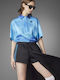 Pleated Asymmetric Skirt Pleated Skirt Blue